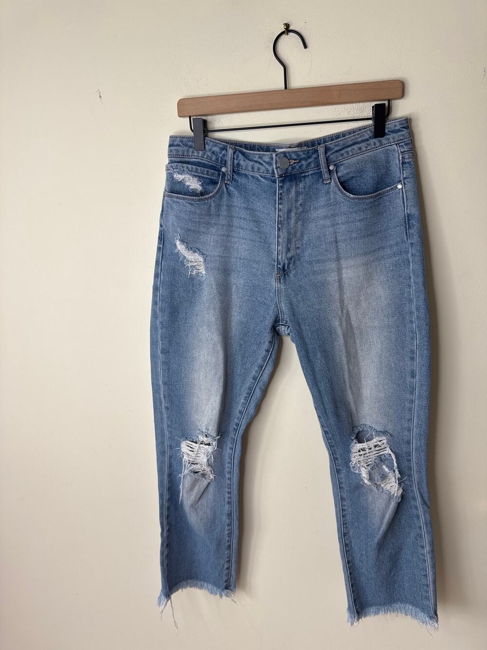 ARTICLES OF SOCIETY Kate high-rise cropped jeans distressed + frayed fringe hem